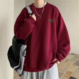 圆领卫衣男士春秋季2025新款美式高街重磅加绒休闲上衣服男款图片