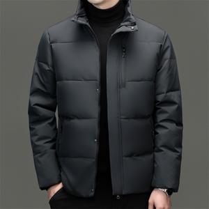 秋冬季白鸭绒羽绒服休闲男士短款加厚可脱卸帽时尚保暖男外套图片