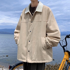 新款宽松大码羊羔毛翻领夹克男潮灯芯绒棉服外套M82-特P78控138，男装夹克，电商A001