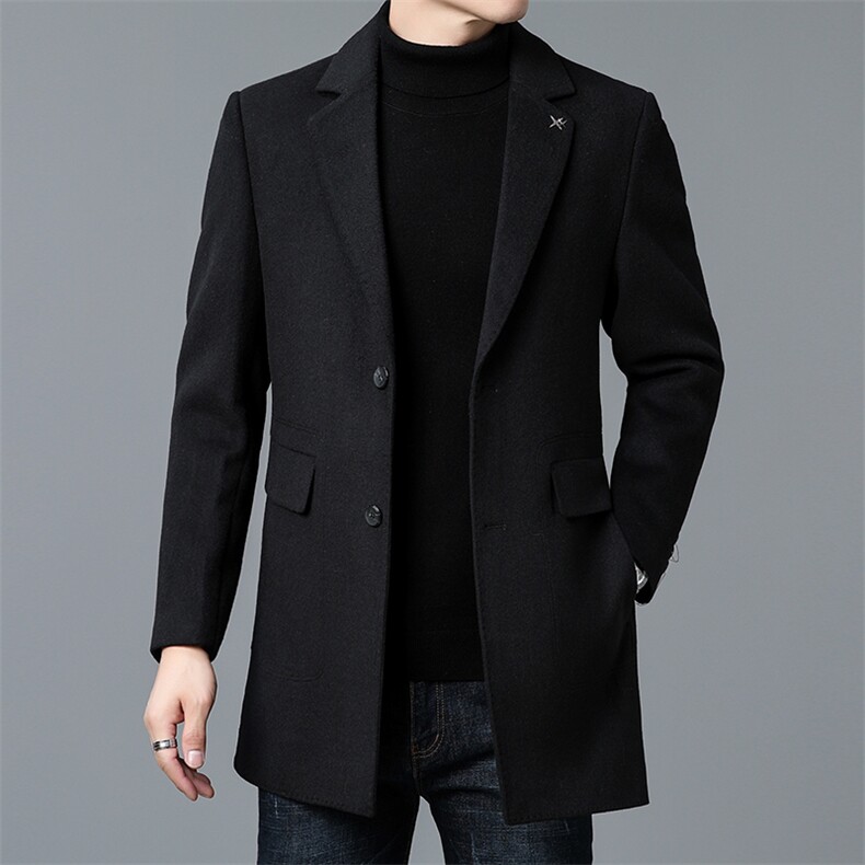 DZ38803钱塘2020-3冬季厚款商务休闲时尚中年男士西服大衣P240，男装毛呢大衣，钱塘207-3