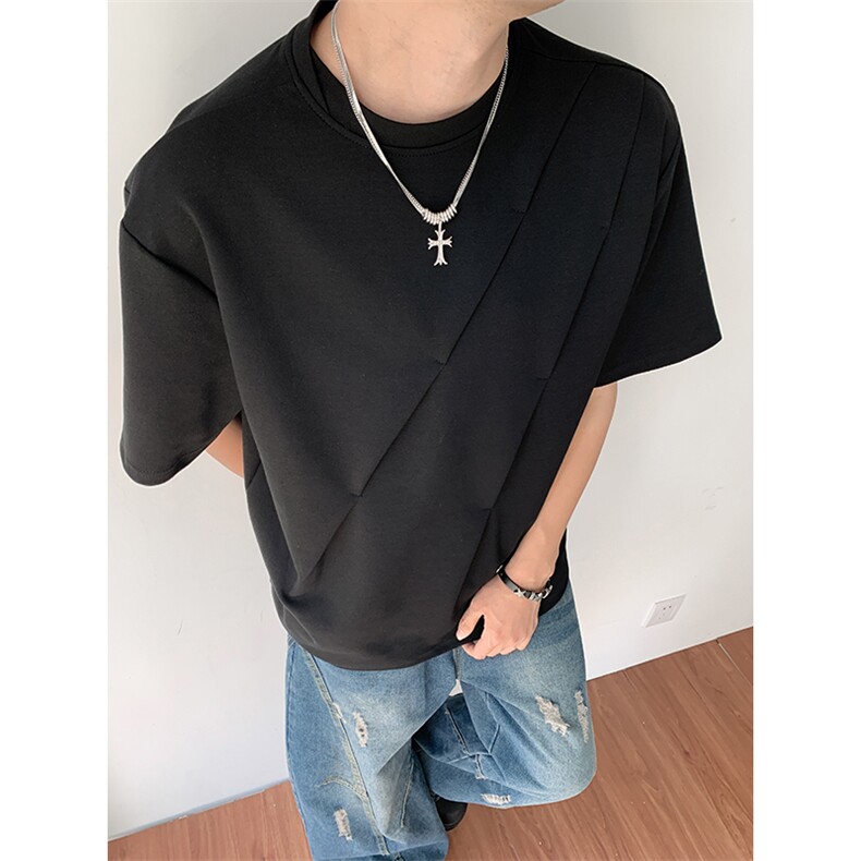美式夏季潮牌简单t恤男款圆领短袖小众半袖宽松上衣T0135-P40,男装T恤,星座308B-2