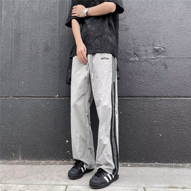 潮拼接撞色冲锋裤男夏季宽松户外速干工装裤休闲裤包边K2841,男装休闲裤,星座1116A-1（原606A）
