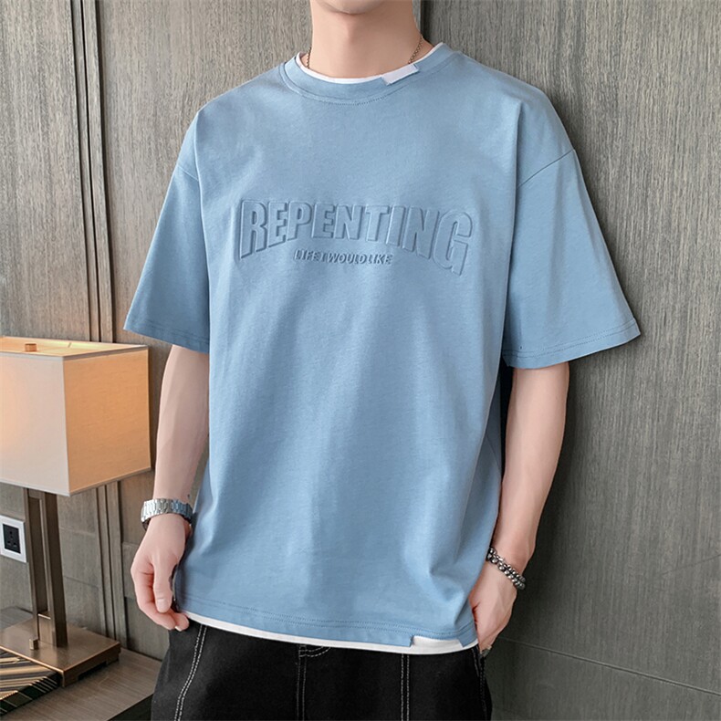 短袖t恤店主风男士圆领潮流体桖夏季印花衣服TC3022-P25,男装T恤,星座717