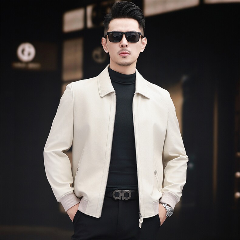 秋冬款海宁真皮皮衣男山羊皮翻领外套商务男装休闲皮夹克可加绒春，男装夹克，电商B360A（原721A）