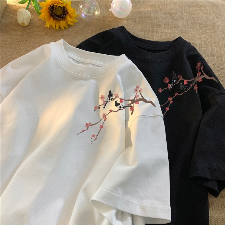已注册/220克白墨印花重磅纯棉港风大版宽松落肩短袖T恤T2419-P25,男装T恤,电商B219A