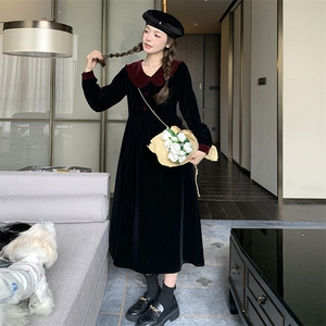 【森系】俏皮减龄娃娃领拼接连衣裙2D148-A113-P120k195K170图片
