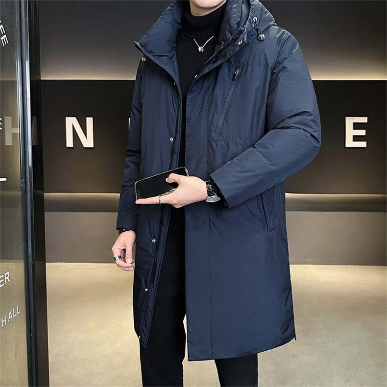 鹅绒标50男士中长款连帽鹅绒羽绒服外套8628-P295(控券后388)，男装羽绒服，电商B338