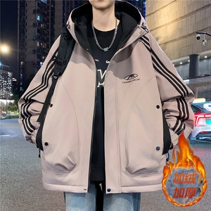 数据款秋冬季加绒加厚青少年连帽夹克男潮牌设计感外套JK8801-P75图片