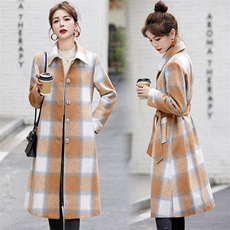 2024冬季加棉新款时尚优雅中长款毛呢大衣保暖气质毛呢外套，女装毛呢外套，罗腾