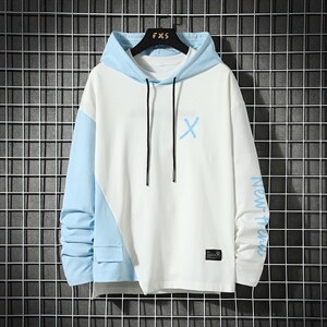 7XL~M外贸2023秋季新款潮连帽拼接撞色卫衣外套男大码胖子控价78,男装卫衣,钱塘717(原712)