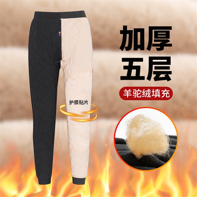 秋冬男士棉裤保暖加绒加厚中老年高腰护膝打底裤东北特厚棉毛裤图片