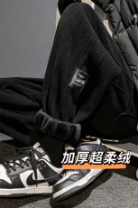 2023冬季新款港风黑墙大码加绒雪尼尔休闲裤M-5XHK21730-P75，男装休闲裤，电商A022