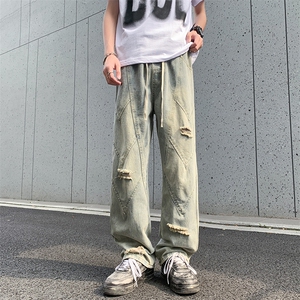 宽松牛仔裤男款潮牌美式高街vibe夏季直筒裤子N902-P50图片
