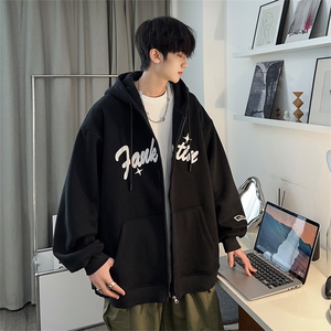 主推M-6XL大码420克重磅华棉秋季连帽刺绣开衫卫衣109-W23619-P65图片