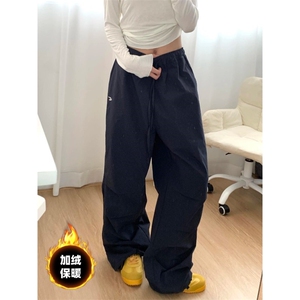 K858-加绒P65常规P45  男宽松直筒休闲裤加绒加厚百搭休闲阔腿裤图片