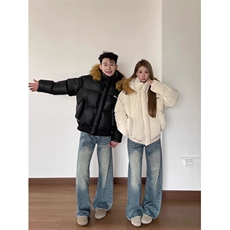 网图得物质量美潮PU蛋白皮毛领棉服外套W1829/特P113，男装棉衣，电商B350