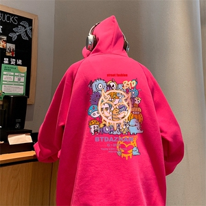 已注册港风抖音直播得物高品质男宽松连帽卫衣外套W5004P45控68图片