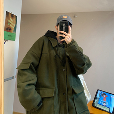 MY056-P145工装多口袋假两件设计呢料加厚夹棉棉衣男控165，男装棉衣，星座1408-1