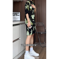 短袖衬衫男+短裤男潮流休闲套装男M-5XL大码TZ78710P50控98模特图，男装牛仔裤，星座226-1