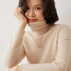 时尚百搭秋冬新款高领简约气质修身显瘦长袖毛衣，女装羊毛衫，米琪莲羊绒