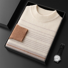2025秋冬百搭时尚渐变半高针织羊绒衫，男装羊绒套衫，盛欣羊绒