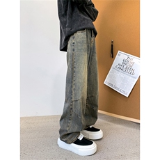 主推款！现货直筒牛仔裤男宽松水洗做旧长裤A080-6101-P6588，男装牛仔裤，电商A080