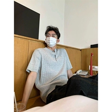 （网图）夏季针织纯色套头亨利领短袖上衣男高级感polo衫P40，男装T恤，电商C306-1