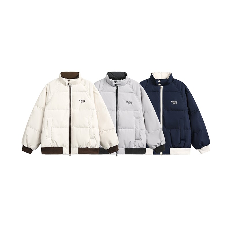 2025冬款拼色立领字母绣花羽绒服-5651-338图片