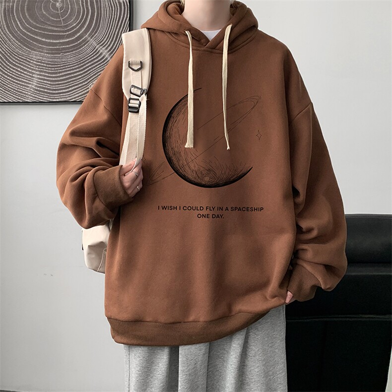 月亮卫衣男款春秋季美式oversize潮牌学生上衣服重磅连帽宽松外套,男装卫衣,电商A040