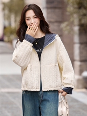 现货2025冬装新款连帽撞色时尚休闲女士棉衣棉服，女装棉衣/棉服，木子恋