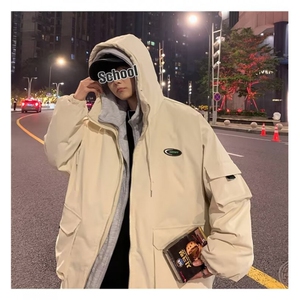 假两件棉衣男港风宽松百搭工装棉袄外套N105-P88图片