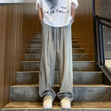 夏季薄款褶皱速干冰丝裤男士裤子休闲直筒裤宽松长裤K149，男装休闲裤，星座1116A-1（原606A）