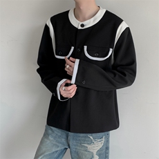 现货小香风拼接撞色夹克男痞帅风宽松休闲外套2375P115，男装夹克，星座512-1（原513-3）