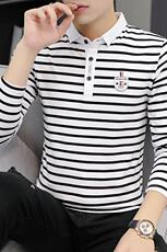 款9729男士t恤长袖秋季男装潮流有带领子体桖秋装纯棉翻领，男装T恤，电商D310（原电商305）