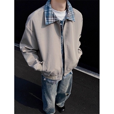 老钱风假两件外套男2025春季新款拼接撞色宽松cleanfit飞行服夹克，男装夹克，星座1210-1