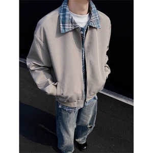 老钱风假两件外套男2025春季新款拼接撞色宽松cleanfit飞行服夹克图片