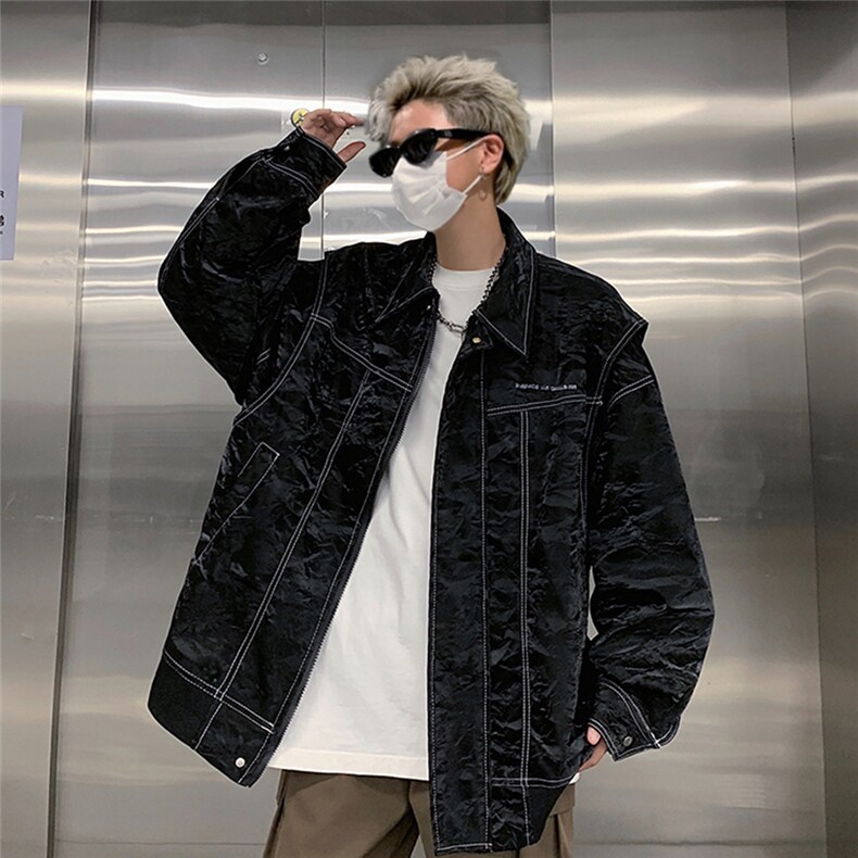 现货不缺货欧美水洗皮衣宽松假两件外套夹克1209-1-JK17-P108，男装夹克，星座1209-1