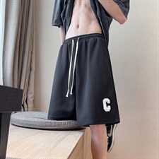 毛巾刺绣华夫格短裤男夏季潮牌休闲裤ins港风五分中裤 K3241-P22图片