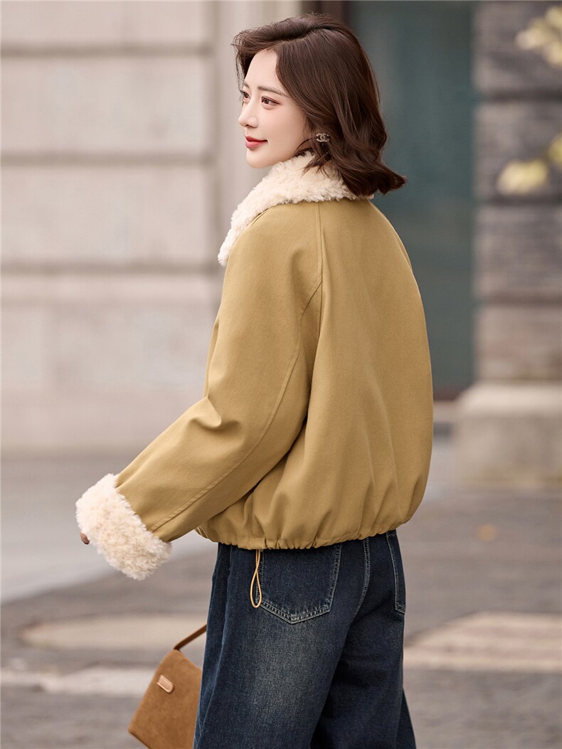 短款羽绒服女2025冬新款高级感巨好看宽松洋气拼毛加厚派克服外套,女装羽绒服,冬木谷雨