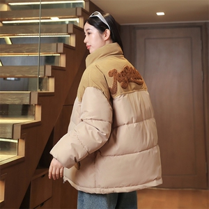 立领灯芯绒冬季情侣棉衣男字母贴标棉服加厚棉袄A266-WMY8623-P75图片