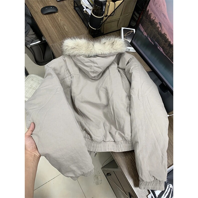 现货高品质美式高街冬季重磅硬挺短款座山雕毛领棉衣男女加厚外套,男装棉衣,电商A486