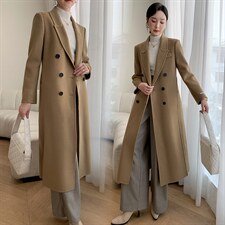 现货新款双面羊毛呢带复试后开叉100%全毛修身气质御姐款大衣，女装双面呢大衣，丝露依尚（原SL）