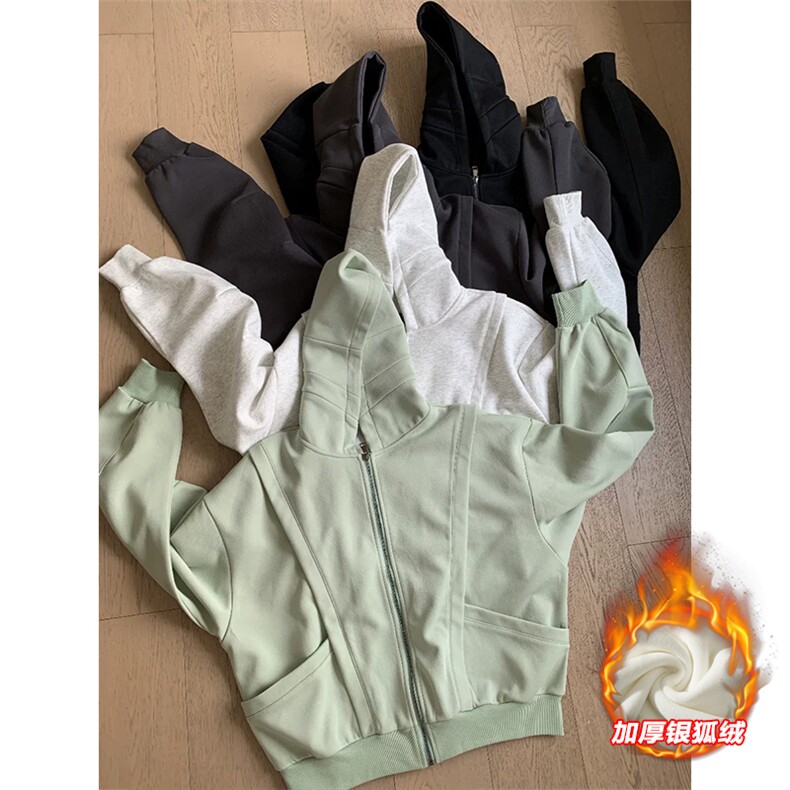 网图慎用 高克重480g连帽卫衣外套男银狐绒W5408J加绒-特P80控148图片