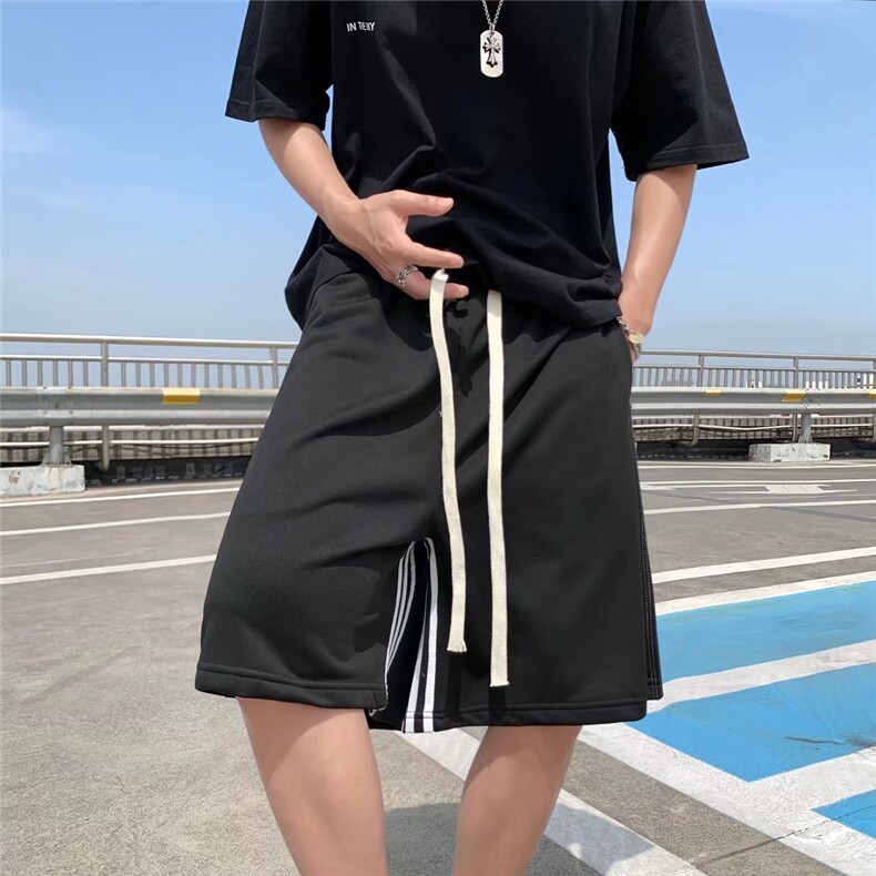夏季休闲短裤男ins潮牌纯色简约撞色拼接DK79P25图片