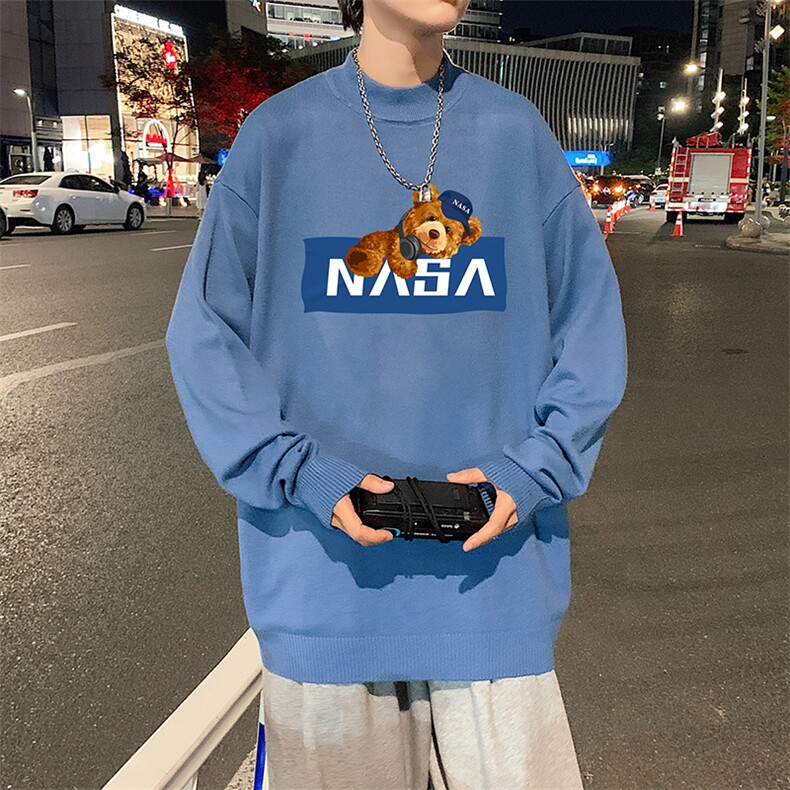 NASA半高领毛衣男士大码针织衫男毛线衣男M18247-P45加绒款-P65,男装针织衫/毛衣,电商A040