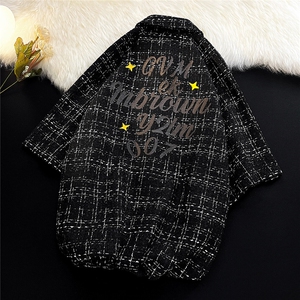 白底小香风短袖衬衣男大码情侣潮短袖衬衫男DCS9019P45控68图片