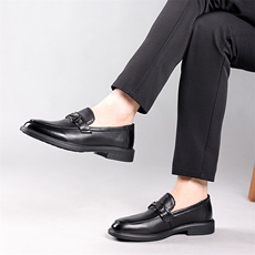 新款羊皮男士皮鞋英伦风商务休闲男鞋一脚蹬男鞋透气真皮鞋，男鞋皮鞋，电商A223