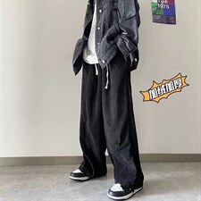 美式复古灯芯绒加绒裤子男ins潮牌秋冬A388P40图片