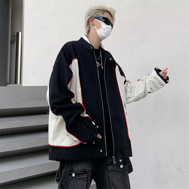 高级感痞帅赛车服美式机车外套男飞行员夹克情侣装,男装夹克,星座716-4
