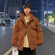 小众高级感户外工装连帽羽绒服男潮牌2024新款冬季加厚冲锋衣外套，男装棉衣，电商A409-1